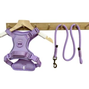 Padded Lycra Dog Harness With Matching Rope Leash Set