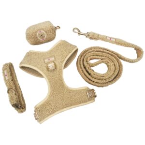 Winter Sherpa Fleece Dog Harness Set, Teddy Warm Dog Collar,Leash,Harness Set