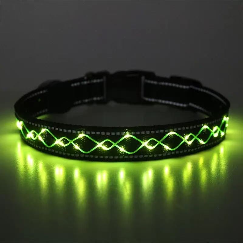 Flashing LED dog collar, high visibility night safety pet collars from manufacturer