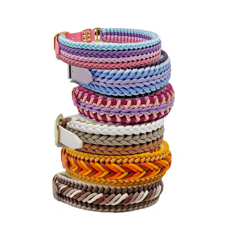 Braided paracord dog collar, heavy duty durable pet collars wholesale from manufacturer