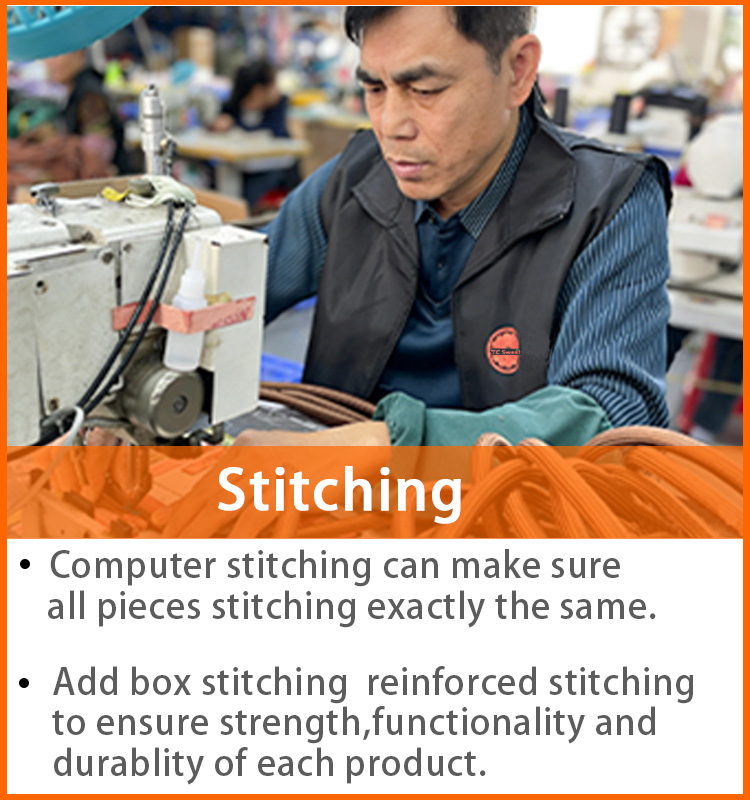 Computer stitching machine sewing custom pet products, reinforced box stitching for durable dog harness, precise pet accessory manufacturing process